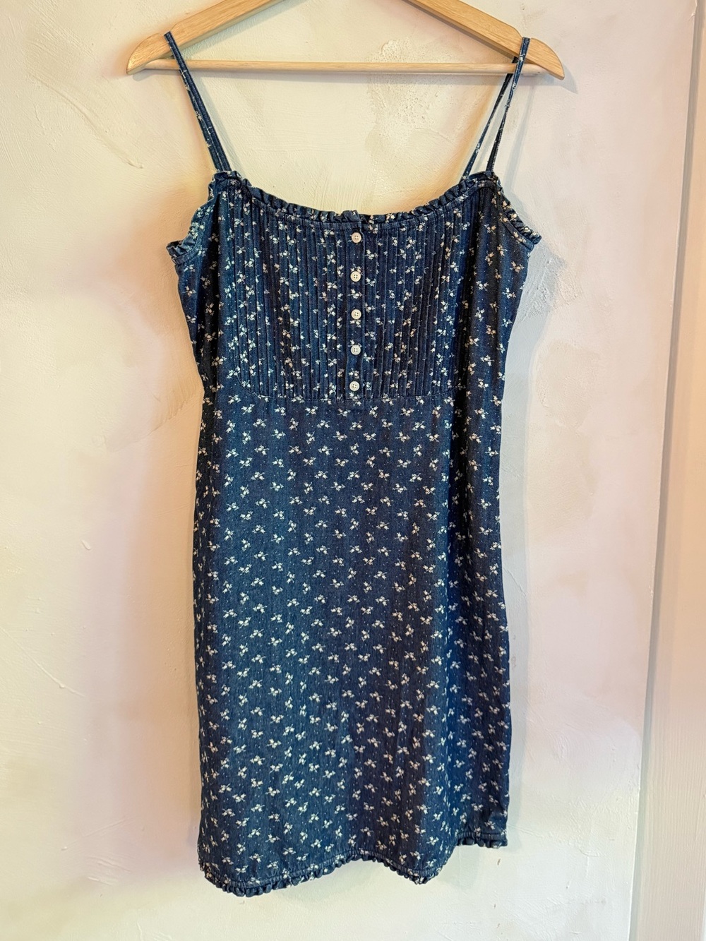 Y2K Ralph Lauren Navy Floral Mini Dress | 100% Cotton | Spaghetti Strap Sundress